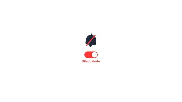 Motion graphic of a toggle switch moving from sound on to silent mode