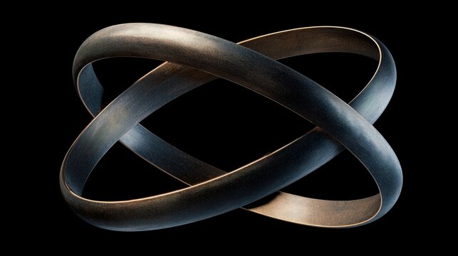 continuously. Three interlocking, continuously rotating rings on a dark background, symbolizing perpetual motion. STEM education sheets.