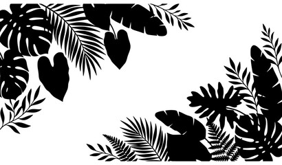 Green Tropical Leaves Botanical Pattern Background with Hand Drawn Exotic Foliage Vector © MDRasedul