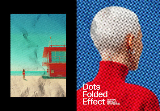 Dots Folded Effect For Poster And Print Design