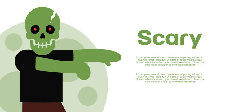 a scary green zombie walking forward on spooky night