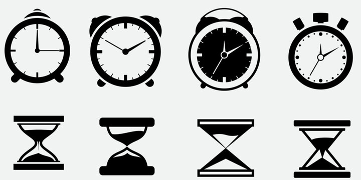 time icon set. time and clock thin line style icon. vector illustration