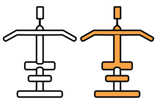 Professional gym lat pulldown machine fitness equipment vector illustration displayed on transparent background