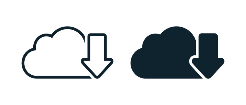 Cloud Down Arrow Icon. Vector Illustration