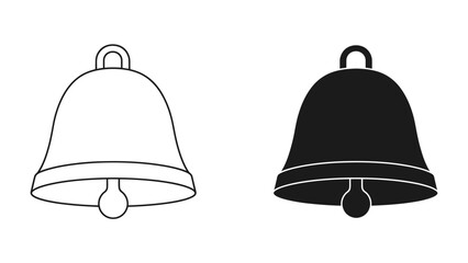 Bell Icon Pair: A striking visual of two bells, one outlined in black and the other a solid silhouette, representing the concept of communication and notification. © Abdul