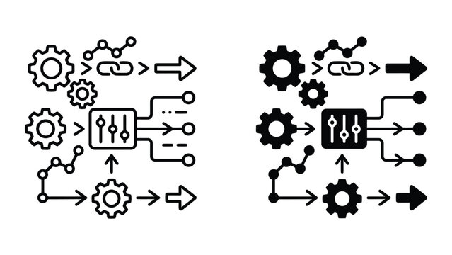 Technical process automation and system configuration icons with automation