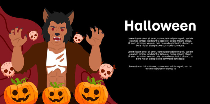 Scary werewolf growling and showing sharp claws at night