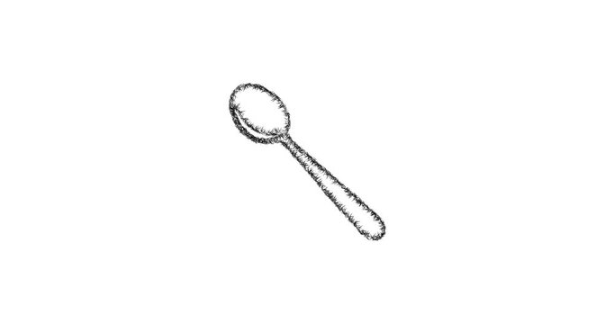 Sketch coffee spoon icon animation - smooth progressive reveal