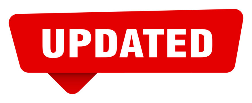 updated red sticker isolated on transpatent background. updated sign