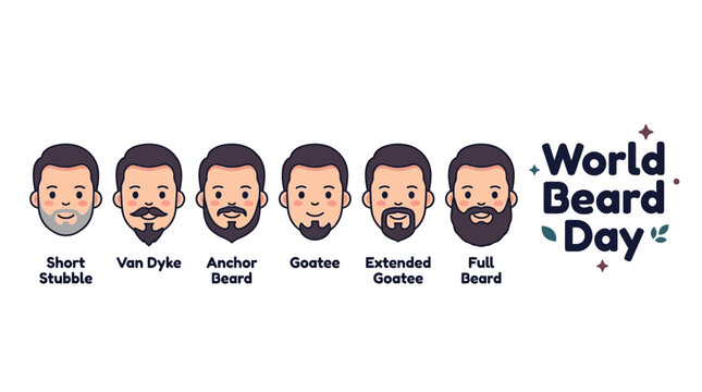 World Beard Day Beard Styles Illustration