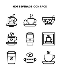 Obraz premium Hot Beverage Line Bundle Icons Pack