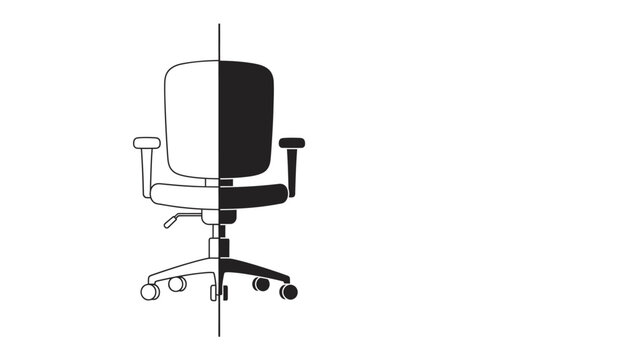 Split Personality Office Chair: An artistic graphic representation of an office chair divided down the middle, with one half in stark black and the other in clean white.