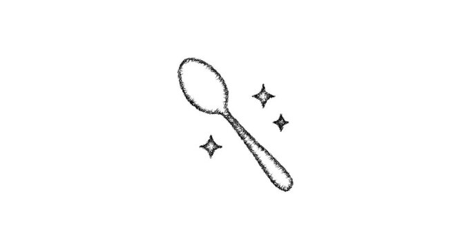 Sketch clean spoon icon animation - smooth progressive reveal