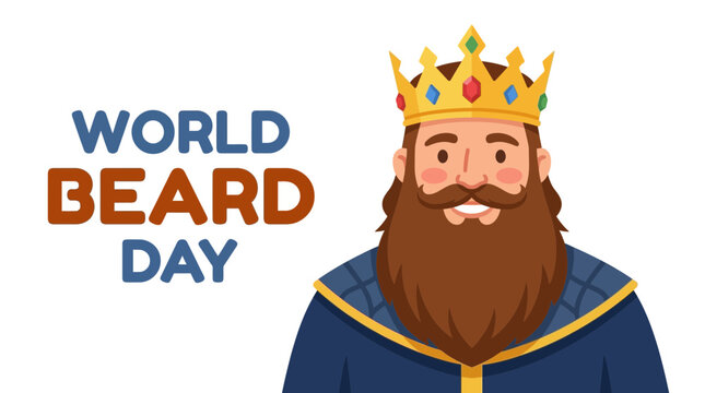 World Beard Day Celebration with King Character Illustration