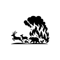 Fototapeta premium Fleeing Wild Animals Wildfire Icon