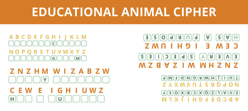 Educational animal cipher chart for learning letters and codes  