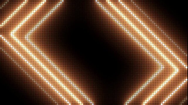 Golden Glowing Marquee Light Board Neon Sign Chevron Arrow Banner Animation on Black Background
