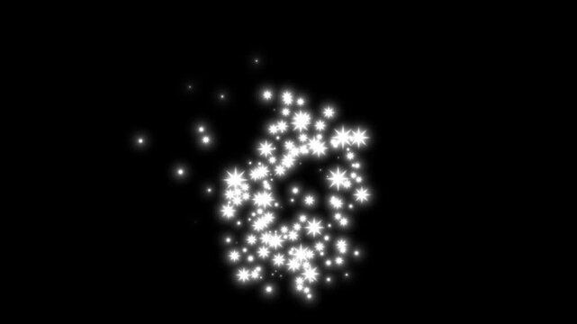 Glowing magic glitter star sparkle animation, white shine dust trail burst, fairy twinkle shimmer particles overlay, White audio waveform animation, shining sparkle motion on black screen,4k video