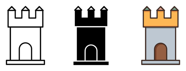 medieval castle tower rook icon set © graphixecho