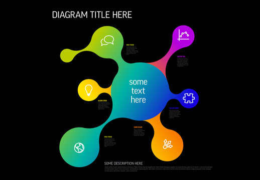 Colorful Infographic Template with Organic Metaphorical Shapes on Black