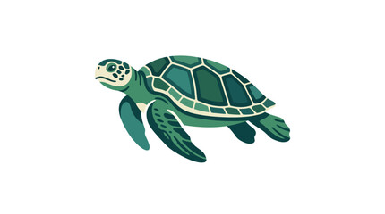 Fototapeta premium Green sea turtle vector cartoon illustration isolated on white