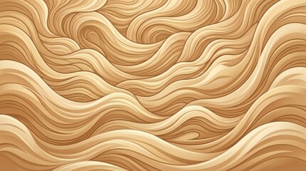 Fototapeta premium A seamless abstract vector illustration featuring flowing, curvilinear lines and waves in warm monochromatic golden tones.