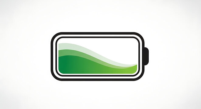 Green battery with wavy line on white background energy power Full HD 4K Download 2025 2026