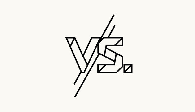 Bold minimalist versus symbol typography design composed of clean black geometric lines on a soft beige background.