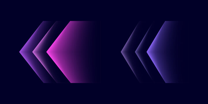 Bright arrows with acceleration effect and light trail. Vector effect of speed and progress on the theme of racing, high-speed technologies in Internet connections. Light effect on a dark background.