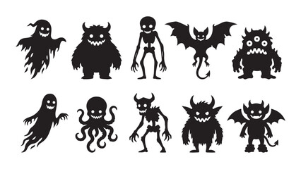 Set of Black Creature and Monster Silhouettes for Halloween © Anzuman