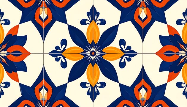 Geometric spanish portuguese azulejo design high resolution background