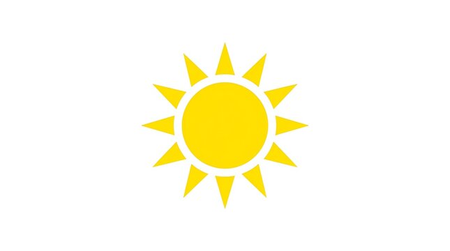 Simple yellow sun icon symbol.