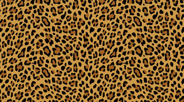 Seamless leopard fur pattern. Fashionable wild leopard print background. Modern panther animal fabric textile print design. Stylish vector color illustration