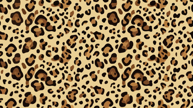 Seamless leopard fur pattern. Fashionable wild leopard print background. Modern panther animal fabric textile print design. Stylish vector color illustration