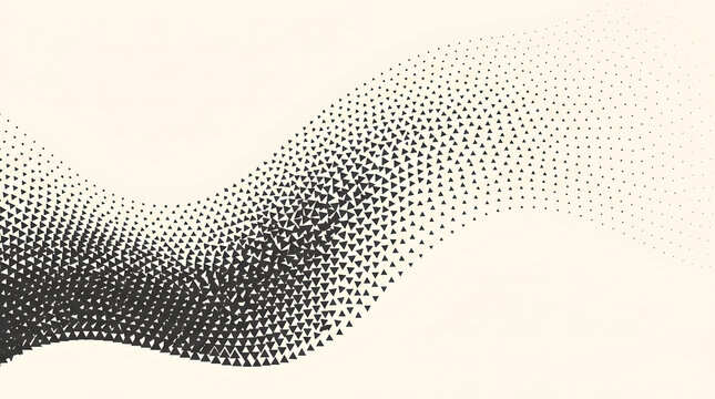 Abstract Halftone Stipple Wave Background Vector with Black Dotted Gradient Texture