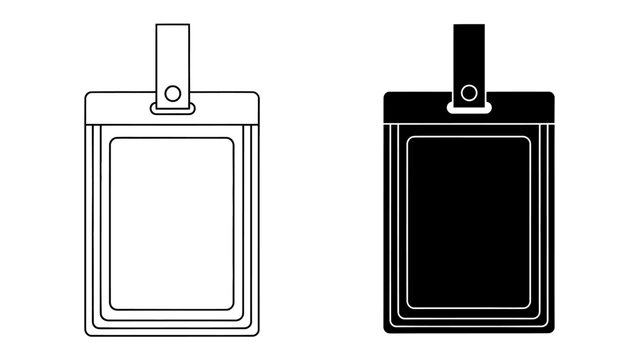 Identification Card Holder Set: A simple illustration of two identification card holders, one outlined in white and the other solid black, ready to display access or visitor passes.