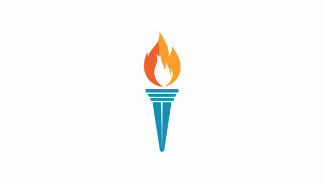 Minimalist blue torch icon with orange flame.