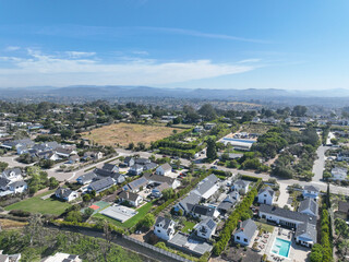 Fototapeta premium Aerial view of Cardiff by the Sea, usually referred to as Cardiff, is a beach community in the incorporated city of Encinitas in San Diego County, California