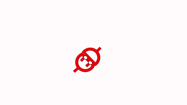 Unplugged Power Plug Icon Animation on White Background Power Plug Disconnect Icon Animation in 4K HD Video,
