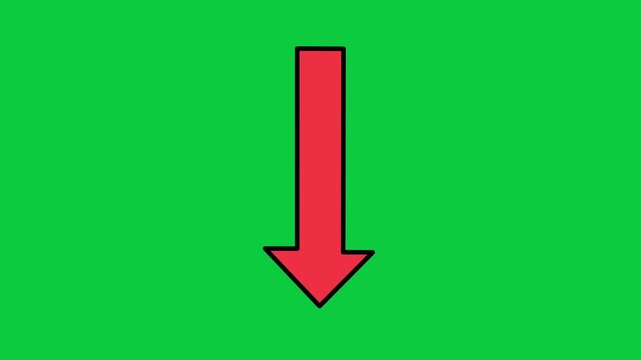 Red Arrow Moving Down on Green Screen Background Loop
