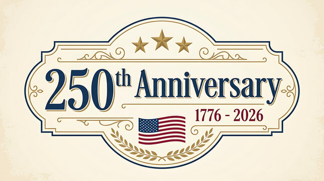 250th anniversary usa flag patriotic vector badge 1776 to 2026