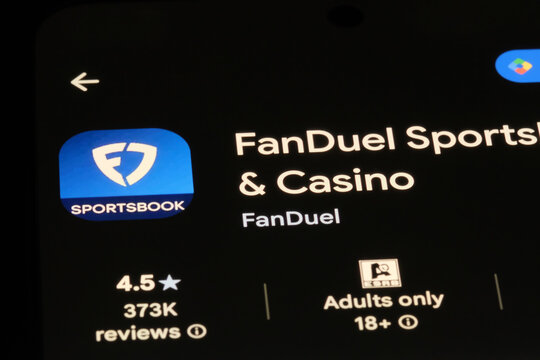 Shanghai,China-July 1st 2026: FanDuel Sportsbook app icon and brand logo