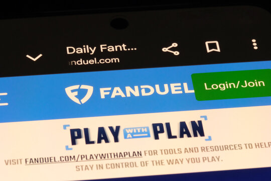 Shanghai,China-July 1st 2026: FanDuel company brand logo on website 