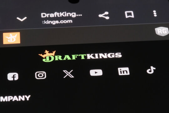 Shanghai,China-July 1st 2026: DraftKings company brand logo on website