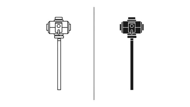Sledgehammer Tool in Two Styles: A powerful sledgehammer presented in both outline and solid silhouette, symbolizing strength, construction, and forceful impact.