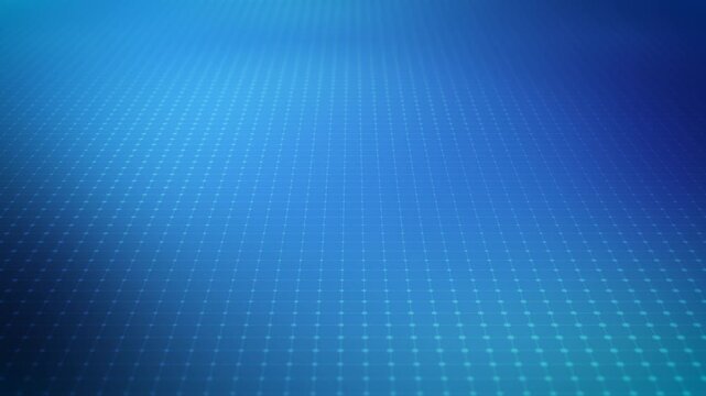 Abstract Blue Digital Grid with Dynamic Dots. Cyber Network Technology Motion Background.