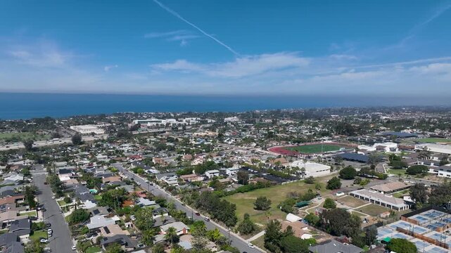 Aerial view of Cardiff by the Sea, usually referred to as Cardiff, is a beach community in the incorporated city of Encinitas in San Diego County, California