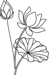 Minimalist continuous line art of lotus flower and leaf. © YouthIdea