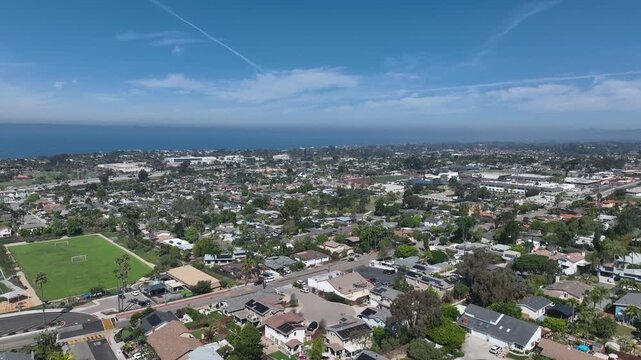 Aerial view of Cardiff by the Sea, usually referred to as Cardiff, is a beach community in the incorporated city of Encinitas in San Diego County, California