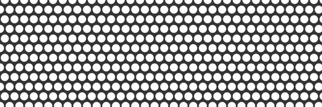 Metal steel grid for seamless circle perforated and plate aluminum bar. Texture backbone through for dot sheet grill and peg white mesh. Metal wall realistic for seamless pattern 
